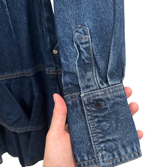 Denim Mini Dress with Ruffle Hem - Picture 8 of 8